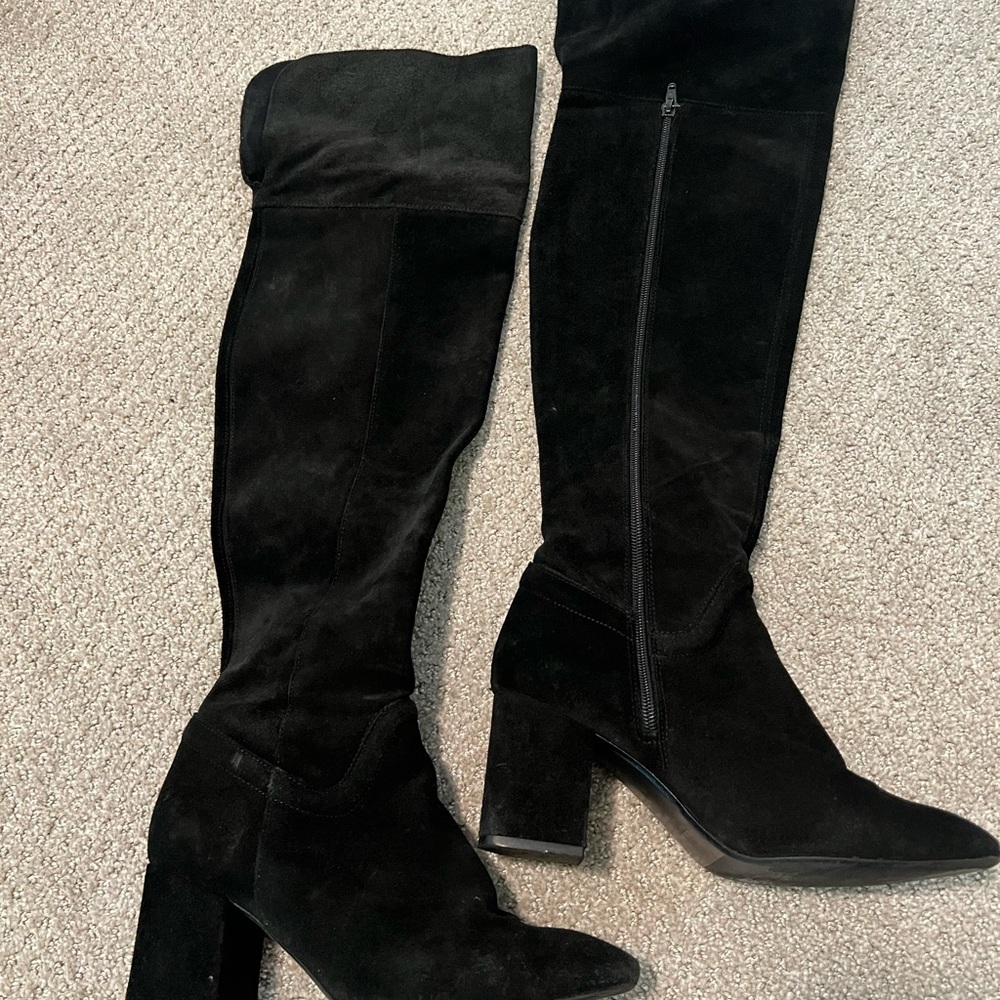Zara Black Over the Knee Boots Classic Silhouette
